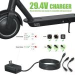 29.4V Compact Electric Scooter & Hoverboard Charger, UL Certified Safe, Powerful & Small, 3 Connectors for Razor GOTRAX Jetson Etc. Brand's E-Scooter, Hover Boards, Ebikes 25.2V/25.6V/25.9V Battery