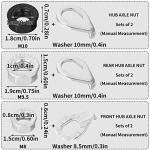 Yolev 6PCS Bike Axle Nut and Safety Washer Kit - Flanged Axle Nut Steel Flange Nuts for Front and Rear Bike Wheel Mountain Road