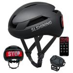 MOYACA Bike Helmet, Smart App Program Bike Helmet with USB Rechargeable Light, Back Light Mountain for Adult&Men Women, with Turn Signals Remote Control(Matte Black, Large)