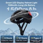 MOYACA Bike Helmet, Smart App Program Bike Helmet with USB Rechargeable Light, Back Light Mountain for Adult&Men Women, with Turn Signals Remote Control(Matte Black, Large)