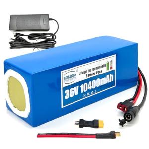 LOLRKO 36V 10Ah Ebike Battery Built-in 25A BMS,36V Lithium-Ion Replacement Battery,Waterproof Design,Brave The Heat and Cold,1000+ Cycles,Perfectly Matched for 250W, 300W, 500W and 600W Motors