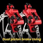 Hycline Zoom Hydraulic Disc Brake Calipers: HB-100 MTB Bike Brake Caliper Front + Rear Set for Mountain, Road Bicycle and E-Bike (Red)