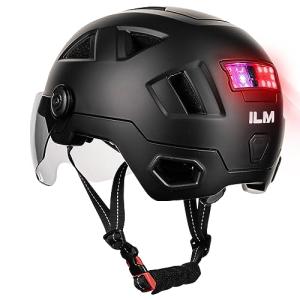 ILM Smart Adult Bike Helmet with Automatic G-Sensor Turn Signal & Brake Warning LED Light Control, Road Cycling Bicycle Helmets for Men Women E3-12LS Matte Black XX-Large