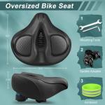 Oversized Noseless Bike Seats for Peloton Bike, Extra Wide Bicycle Seat for Men & Women, Saddle with Comfortable Memory Foam, Universal Fit for Beach Cruiser, Exercise, Stationary Bikes - Black