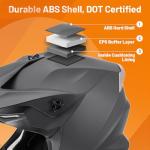 OUMURS Adult ATV Dirt Bike Helmet with Gloves & Mask Adjustable Sun Visor Motorcycle Adult Helmet Off-Road Motocross Downhill MX for Unisex-Adult - 806 Matte Black, L