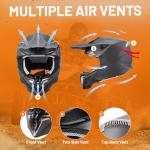 OUMURS Adult ATV Dirt Bike Helmet with Gloves & Mask Adjustable Sun Visor Motorcycle Adult Helmet Off-Road Motocross Downhill MX for Unisex-Adult - 806 Matte Black, L