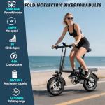 Folding Electric Bike for Adults, 550W Motor, 23MPH, 14" Mini Ebike | Pedal Assist | 30° Uphill | Shock Absorbers | 48V12AH Removable Battery | UL 2849 | Dual Disc Brake | 38 Miles PAS