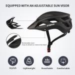 GTSBROS Bike Helmet with Visor for Women and Men – Lightweight Bicycle Helmet for Mountain Biking and City Riding (Matte Black, Large)
