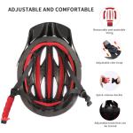 GTSBROS Bike Helmet with Visor for Women and Men – Lightweight Bicycle Helmet for Mountain Biking and City Riding (Matte Black, Large)