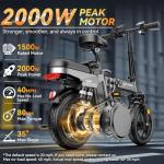 DTTZH A12 Electric Bike Foldable for Adults, 2000W Folding Ebike 40MPH, 52V 25Ah Adult Electric Bicycles, 80 Mlies Long Range E Bike, UL2849 Certified (Black)