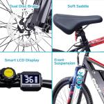 QNUT Electric Bike for Adults, 350W 26" Ebike for Teens 21 Speed 20Mph Up to 40Mile with Dual Disc Brake Commute E-Bike E-MTB for Men Women Electric Bicycles UL 2849 Certified (Red)