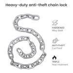Aventon 8mm Thick Chain Lock, 47inch Heavy Duty Anti Theft Bicycle Lock, Equipped with a Waterproof and Scratch-Resistant Nylon Cover, Suitable for Bicycle, Motorcycle,Tricycle, Fence, and Door.