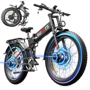 Folding Electric Bike for Adults,Peak 1500W Dual Motor Electric Bicycle,Up to 31 MPH,40-60 Miles Long Range,48V 23Ah Large Removable Battery Ebikes,26" Fat Tire Mountain E Bike-UL 2849 Certified