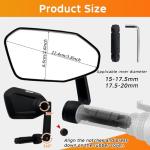 Homieway Bike Mirror, Adjustable Bicycle Mirror Handlebar Mount, Scratch Resistant HD Glass Lens, Large Bar End Rear View Mirror for E-bike, Mountain Bike, City Bikes & Scooter (Left 0.59-0.78")