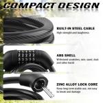 3.93 Ft Bike Locks Cable Anti-Theft,Resettable 5 Digit Bike Lock Combination Kit with Mounting Bracket,Anti-Cut Bikes Chain Lock Bikes Accessories for Bicycle,Scooter,E-Bike