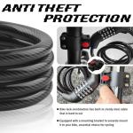 3.93 Ft Bike Locks Cable Anti-Theft,Resettable 5 Digit Bike Lock Combination Kit with Mounting Bracket,Anti-Cut Bikes Chain Lock Bikes Accessories for Bicycle,Scooter,E-Bike