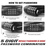 3.93 Ft Bike Locks Cable Anti-Theft,Resettable 5 Digit Bike Lock Combination Kit with Mounting Bracket,Anti-Cut Bikes Chain Lock Bikes Accessories for Bicycle,Scooter,E-Bike