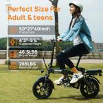 URLIFE Folding Electric Bike for Adults, 14" Portable Commuter ebikes, 20-40 Mile Long Range, 500W Peak Motor, 15.5MPH, Removable 48V Battery, UL 2849 Mini Bikes for Teens (Gray)
