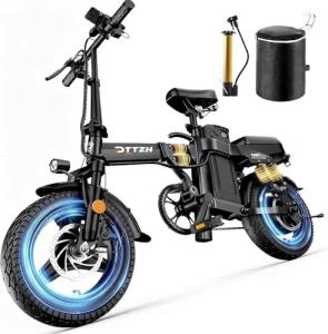 DTTZH A12 1000W Folding Ebikes for Adults, 28MPH Electric Bike Foldable, 14" Commuter Foldable Ebike, 750W Motor Folding Electric Bicycle, 48V 15Ah Battery UL 2849 Certified, 60 Miles Range (Black)