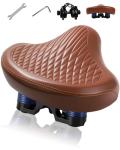 Wide Bike Seat for Women Men, Comfortable Soft Classic Vintage Padded Bicycle Saddle Cushion, Large Comfort Replacement Seat for City, Cruiser, Hybrid, Ebike, Beach & Mountain Bicycle, Stationary Bike