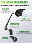 RBRL Bike Mirror, 3D Adjustable Arm for Extended Reach, Aluminum Alloy Anti-shake Bicycle Rearview Mirrors, 360° Panoramic Rearview, Wide Angle Shatterproof & Foldable E-bike Mirror(right)