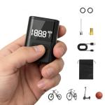 Roadvo Mini Pump 120PSI,Portable Electric Bike Pump with Digital Gauge,Tiny Air Pump with Presta and Schrader Valve Adapter, Bicycle Accessory for Road Bike,Mountain,City, E-Bike