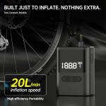 Roadvo Mini Pump 120PSI,Portable Electric Bike Pump with Digital Gauge,Tiny Air Pump with Presta and Schrader Valve Adapter, Bicycle Accessory for Road Bike,Mountain,City, E-Bike