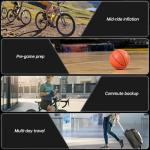 Roadvo Mini Pump 120PSI,Portable Electric Bike Pump with Digital Gauge,Tiny Air Pump with Presta and Schrader Valve Adapter, Bicycle Accessory for Road Bike,Mountain,City, E-Bike