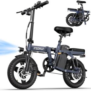 INSDRGN Electric Bike for Adults,14" Folding Adult E Bike with 750W Peak Motor,20 mph,28 Miles Range,Advanced 9-Point Suspension & Dual Disc Brake,Removable Battery,UL 2849 Certified
