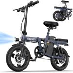 INSDRGN Electric Bike for Adults,14" Folding Adult E Bike with 750W Peak Motor,20 mph,28 Miles Range,Advanced 9-Point Suspension & Dual Disc Brake,Removable Battery,UL 2849 Certified