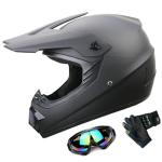DOT Adult ATV MX Helmets, Four-Wheel Off-Road Motochross Helmets, Dirt Bike Helmets, Motorcycle&Powersports Helmets with Goggles Gloves (Small, Black)