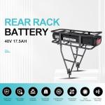 Varstrom 48V 17.5Ah Rear Rack Ebike Battery - Lithium Ion Bike Battery for 0-1200W Electric Bike Motor Kit, for BAFANG Voilamart AW Ebikeling Pexmor L-Fater E-Bike Conversion Kit - W/Charger & Rack