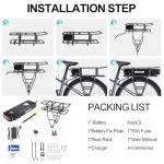 Varstrom 48V 17.5Ah Rear Rack Ebike Battery - Lithium Ion Bike Battery for 0-1200W Electric Bike Motor Kit, for BAFANG Voilamart AW Ebikeling Pexmor L-Fater E-Bike Conversion Kit - W/Charger & Rack