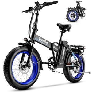 1000W Folding Electric Bike, 48V 20AH Large Removable Battery E Bike for Adults, 60 Miles Max Range, 20" Fat Tire EBike, Max 30Mph Adult Electric Bicycles for Commute, City Ride, Snow,Dark Black