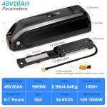 SEENRONGYUAN 48V Ebike Battery, 20AH E-Bike Lithium Battery with 30A BMS for 0-1000W Motor, Includes USB Output, Safe Lock, Led Indicator Light and XT60 Connector (48V 20AH)