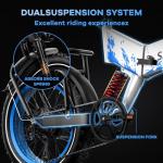 vefreedom Folding Electric Bike for Adults,Fast Ebike,20" x4.0 Fat Tire Commuting Electric Mountain Bike,Step-Thru Bicycle，White