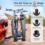 EBike Rack with Ramp for 2 Heavy Ebike, Fits 5'' Fat Tire Hitch Bike Rack, XXL Wheel Straps, Lockable, Foldable & Tiltable - Fits 2" Receivers on Cars, SUVs, Trucks, Trailers - No Installation Needed