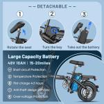 Askmy Folding Electric Bike for Adults and Teens, Foldable E-Bike with 750W Peak Motor, 14" Mini Ebike with 48V Removable Battery UL 2849 Certified, Commuter Electric Bicycle with 25 Miles PAS Range