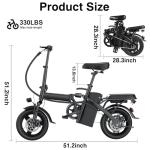 Electric Bike for Adults Teens, Folding Ebike,Commuter City Foldable E Bike with 560W Motor and 48V 10Ah Battery, 24MPH Speed Pedals Assist, Dual Disc Brakes,14" Compact Electric Bicycle with Basket