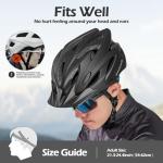 Odoland Bike Helmet with Cycling Sunglasses, Adjustable Size Adult Cycling Helmets for Men Women Road Bike Mountain Ebike, Matte Black