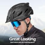 Odoland Bike Helmet with Cycling Sunglasses, Adjustable Size Adult Cycling Helmets for Men Women Road Bike Mountain Ebike, Matte Black