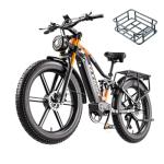 OTIDA Peak 3000W Dual Motors Electric Bike for Adults 32MPH with 48V 20Ah Battery, 26" x 4" Fat Tire Full Suspension Ebike with Hycraulic Dual Brakes, Mountain E-Bike Cast/Spoked Wheel (RX80-Orange)