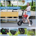 Caroma 819W Peak Electric Scooter with Seat, 22 Miles Max Range Electric Scooter for Adults&Teens, 20mph Top Speed Foldable Commuter Ebike, Adjustable E-Scooters with Basket