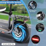 Caroma 819W Peak Electric Scooter with Seat, 22 Miles Max Range Electric Scooter for Adults&Teens, 20mph Top Speed Foldable Commuter Ebike, Adjustable E-Scooters with Basket