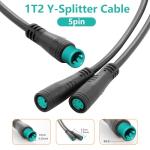 baluoqi 1T2 Y-Splitter Extension Wire with Julet Type 5pin Connector for Bike Headlight Cable in eBike Conversion Kits (5pin, 24" in Length)