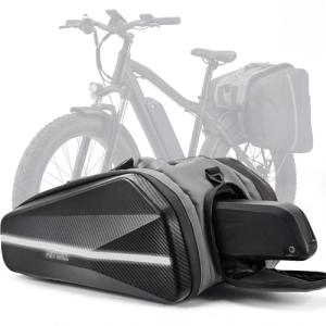 PETGILL Ebike Battery Bag,40L Hard Shell Waterproof Electric Bicycle Rear Rack Bag with Reflective Strips and Shoulder Straps，bike rack bags for ebikes，E-Bike Accessories.
