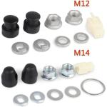 1 Set E-Bike Hub Motor Axle Set, M12 Front Lock Nut, Lock Washer, Nut Cover with 12mm Shaft for Electric Bicycle Wheels