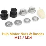 1 Set E-Bike Hub Motor Axle Set, M12 Front Lock Nut, Lock Washer, Nut Cover with 12mm Shaft for Electric Bicycle Wheels