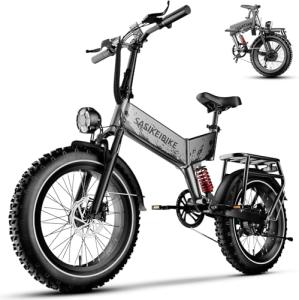 Folding Electric Bike for Adults with Peak 1500W Motor, 52V 20Ah Removable Battery Ebike,Max 70Miles & 30MPH,20"x4.0 Fat Tire Commuting Electric Mountain Bike,7-Speed, Dual Suspension Bicycle