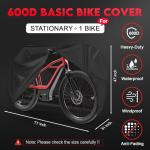 Zettum Bike Cover for 1 Bike - 600D Bike Covers Outdoor Storage Waterproof & Heavy Duty, Bicycle Cover for Single eBike, Mountain Bike, Road Bike, Hybrid Bike, Beach Cruiser Bike, Scooter and More